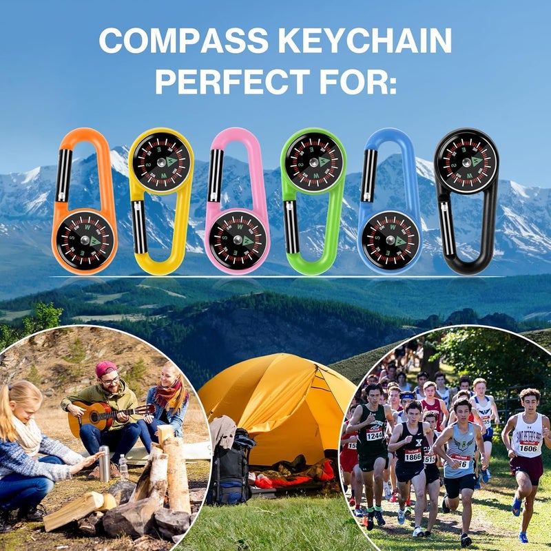 Taikula 12 Pcs Mini Compass Keychain for Kids Bulk, Small Pocket Magnetic Compass Survival Hiking for Outdoor Survival Camping Party Backpacking Accessory - Image 5